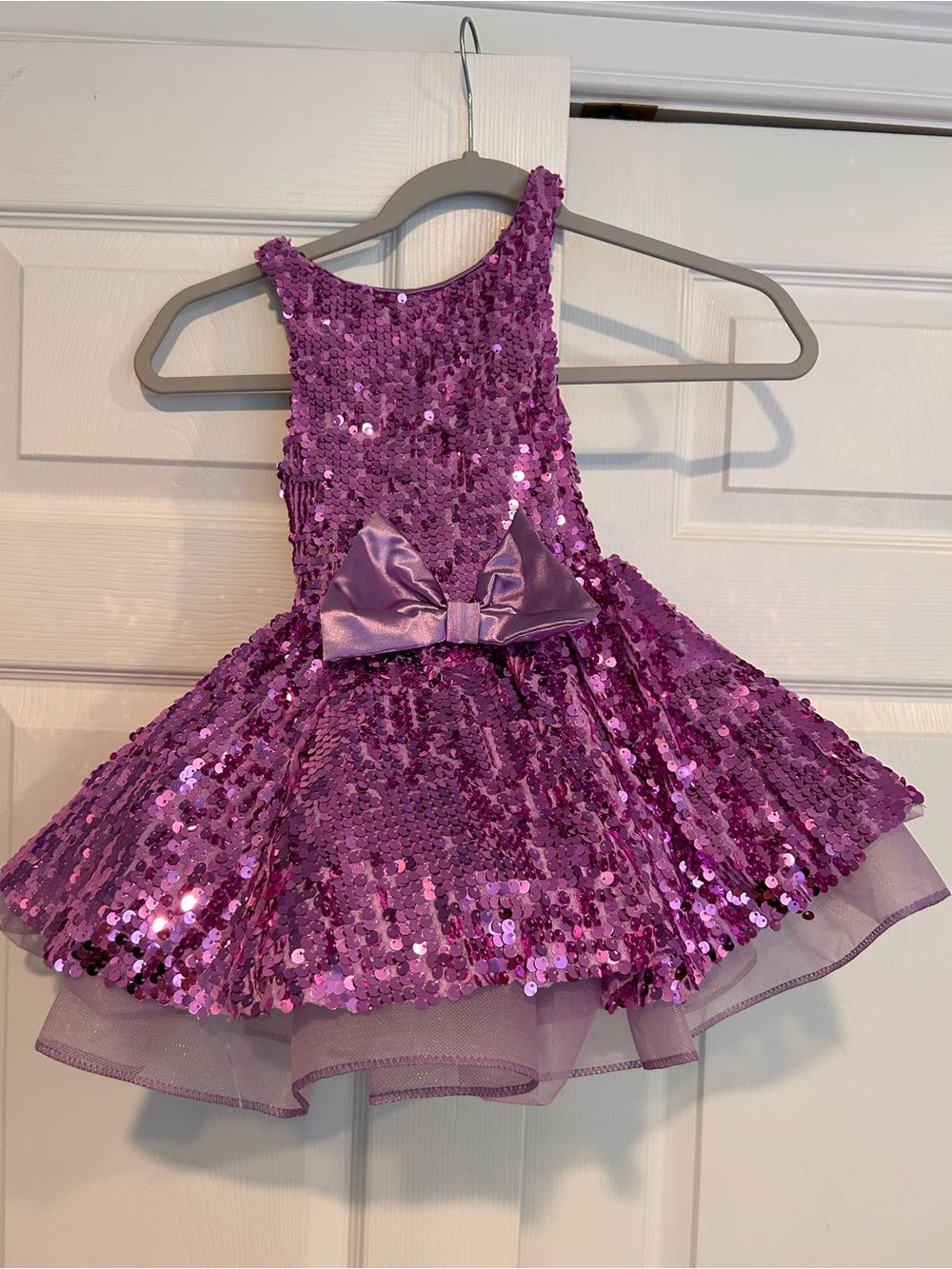 Weissman Purple Sequin Tutu Dress with Bow